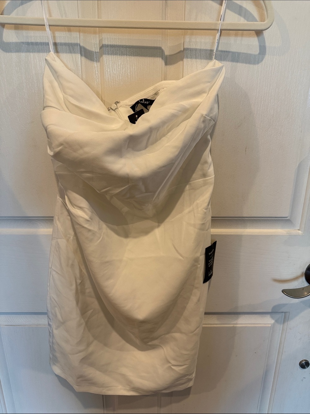 Lulu's White Strapless Cowl Neck Mini Dress